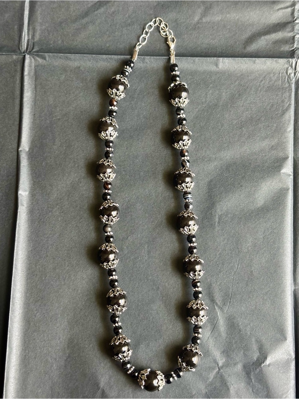 Vintage Style Elegant Black Beaded Statement Necklace